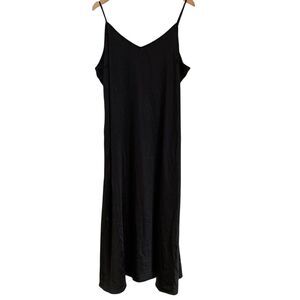Calvin Klein Womens Satin Midi Slip Dress Black Size XL Spaghetti Strap Romantic